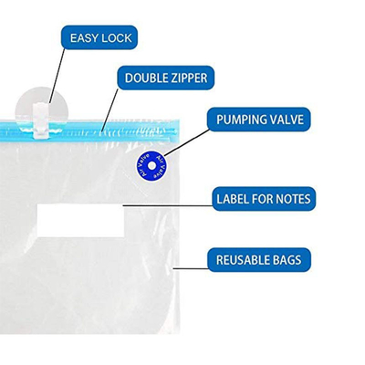 Sacos reusáveis do zíper do vácuo para Sous Vide que cozinha sacos do armazenamento do alimento com válvula