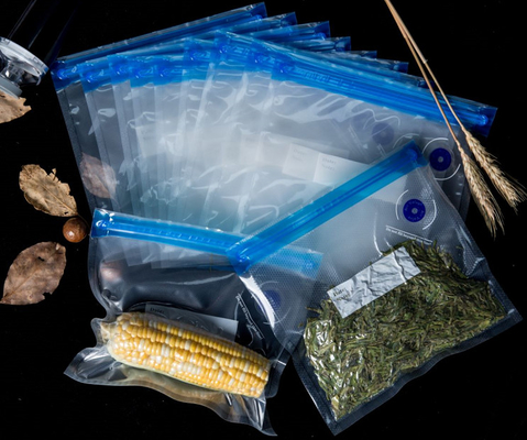 Sacos sous-vide reutilizáveis ​​com fecho de correr para armazenamento de alimentos e cozimento