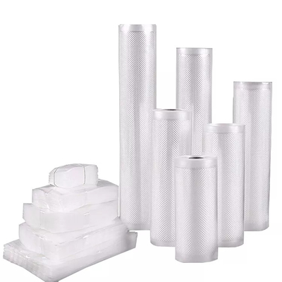 Rolos de sacos seladores a vácuo de plástico transparente de náilon com relevo para armazenamento de alimentos na cozinha