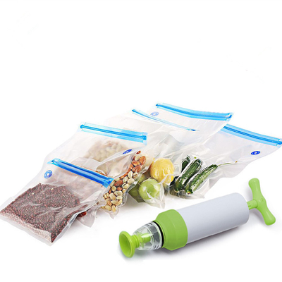 Sacos sous vide herméticos a vácuo para alimentos com zíper transparente válvula de ar unidirecional