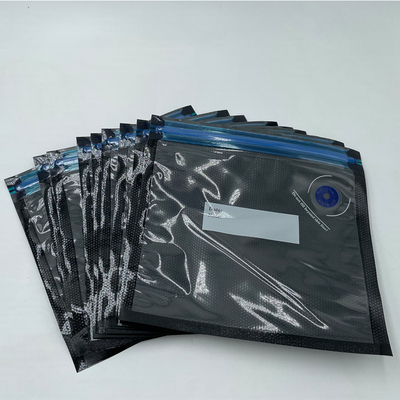 Dos sacos Resealable do alimento do selo de vácuo da válvula de ar espaço livre preto gravado reusável