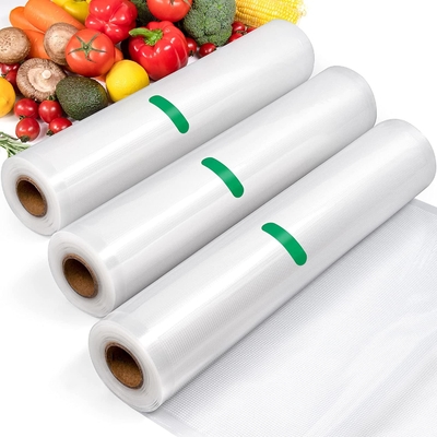 Rolo de saco de material laminado para alimentos com vedação a vácuo texturizado em relevo