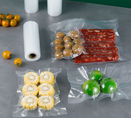 Película estirável texturizada a vácuo rolos economizadores de alimentos sacolas plásticas