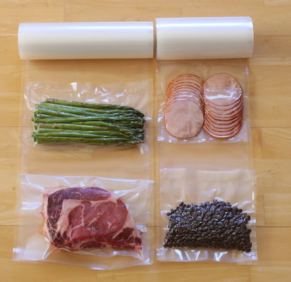 Saco de nylon transparente de grau alimentício com vedação a vácuo rolos de plástico texturizado para alimentos frescos